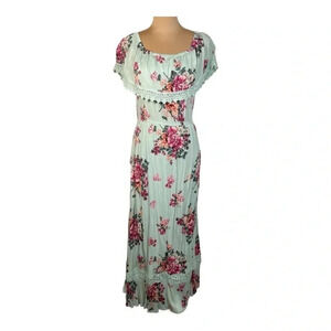 Altar'd State Floral Short Sleeve Off the Shoulder Maxi Dress Size S